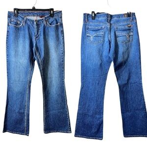 Vintage Bongo Flare‎ Jeans Juniors 11 Y2K Low Rise Distressed Retro Denim Grunge
